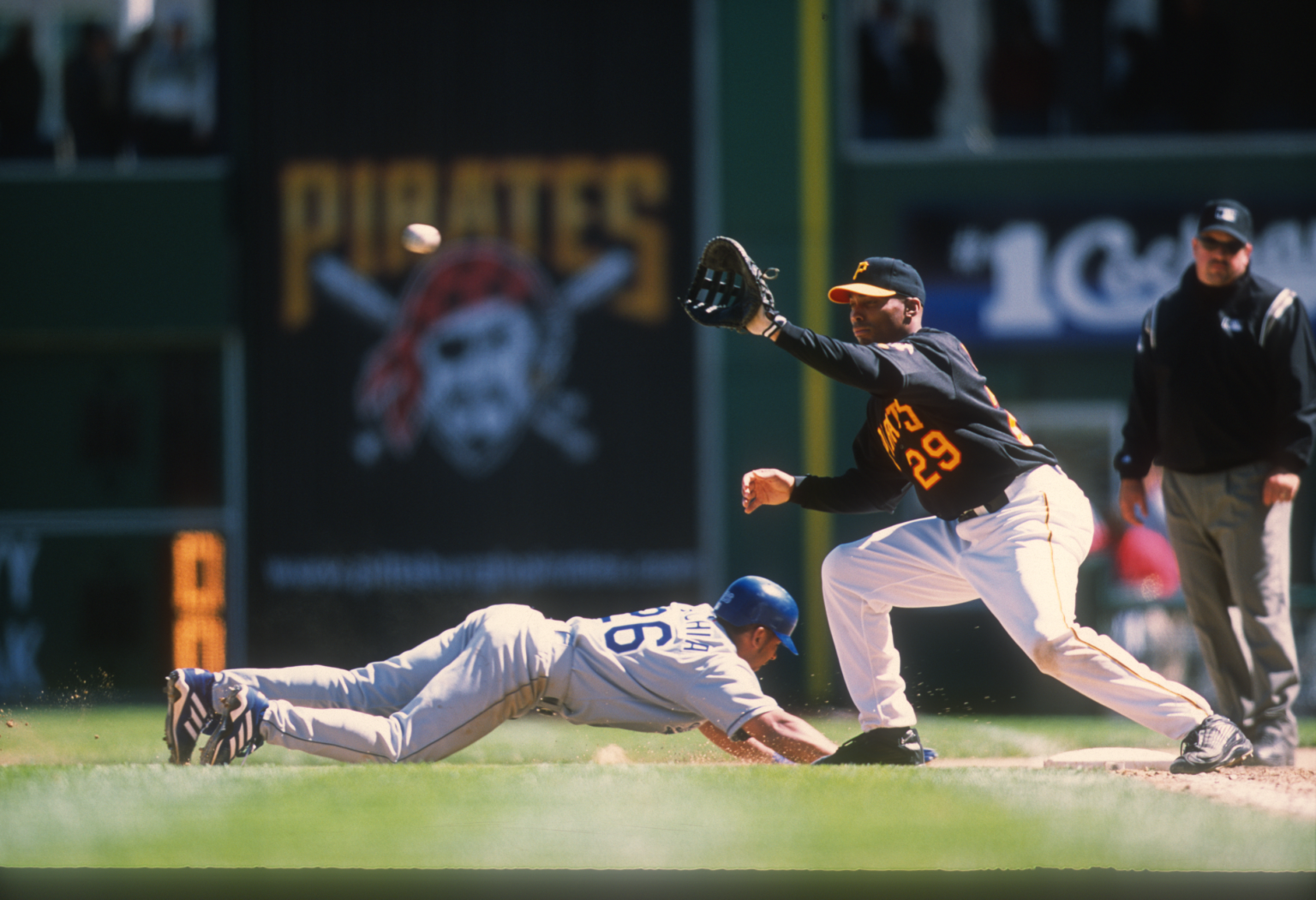 Kevin Young making a play at first base