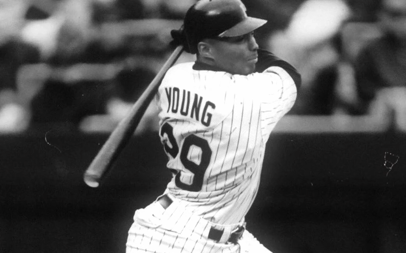 Kevin Young at bat wearing number 29